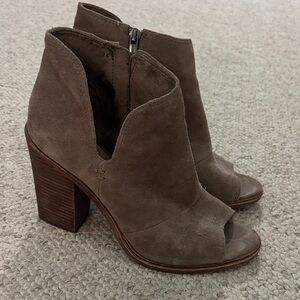 Vince Camuto Taupe Peep-Toe Heeled Boots